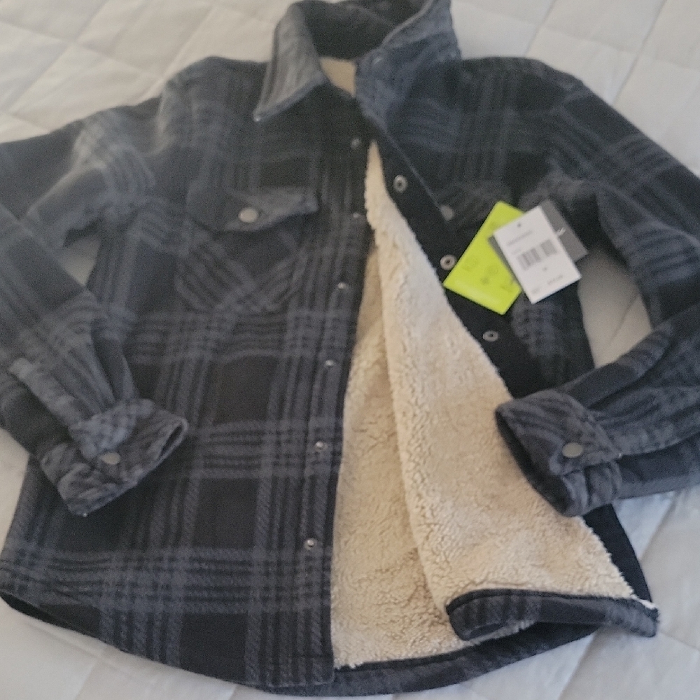 NWT Eddie Bauer Paid Faux Shearling Lined Shirt Jacket